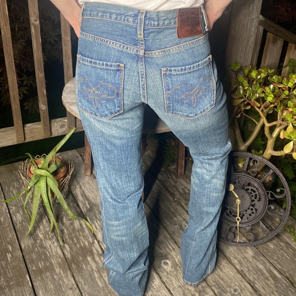 Ralph Lauren 🏇dungarees flare w/ embroidery 🧵on back pockets size 28 - Picture 10 of 10